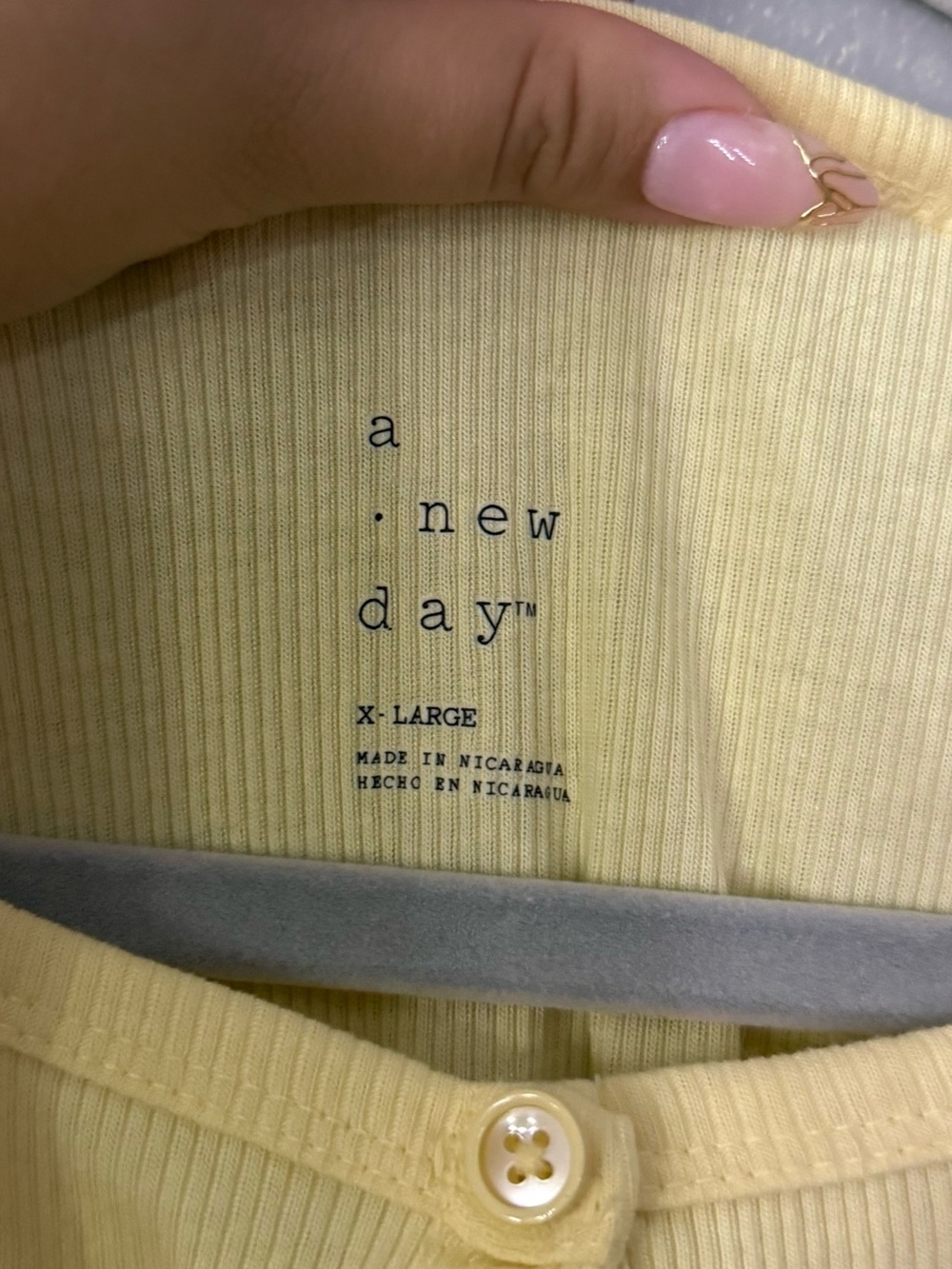 a new day Yellow Button-Front Ribbed Tank - Picture 2 of 3